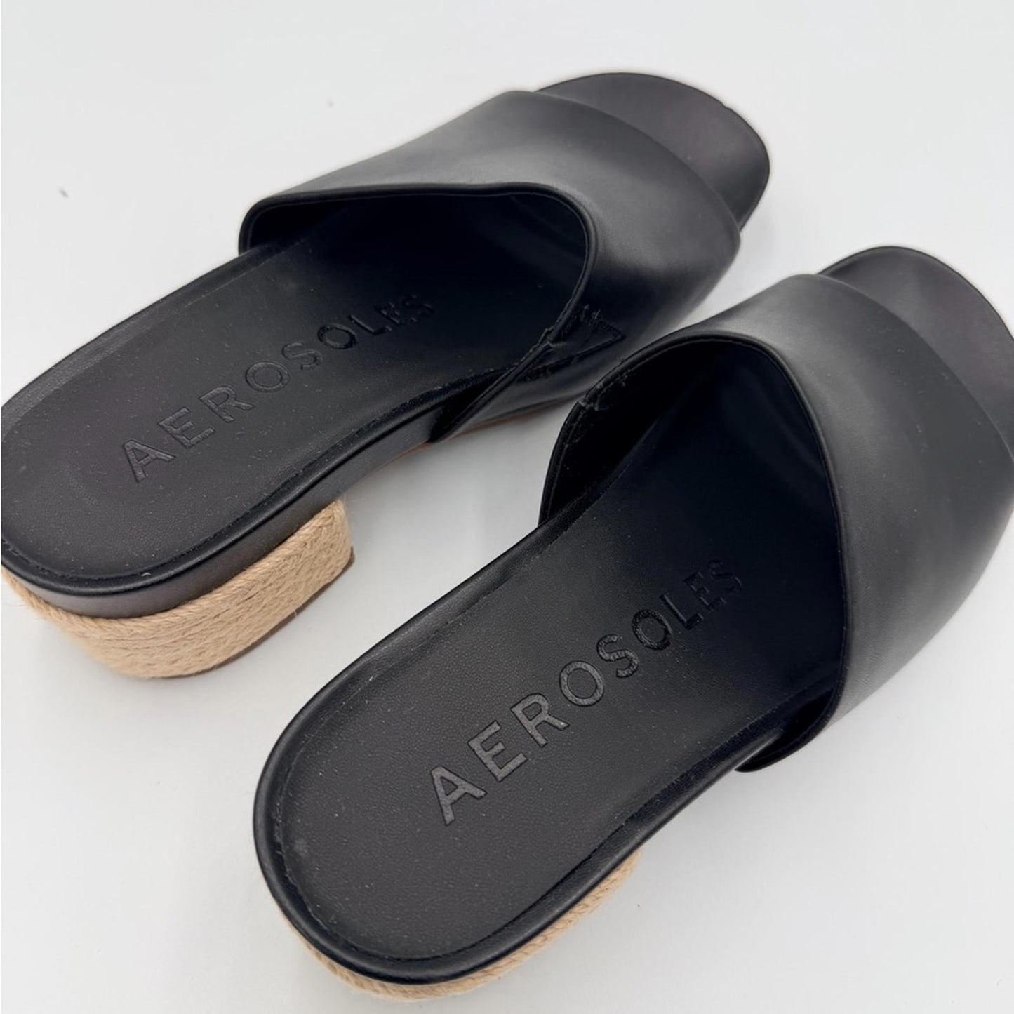 AEROSOLES Black Mules with Woven Heel
