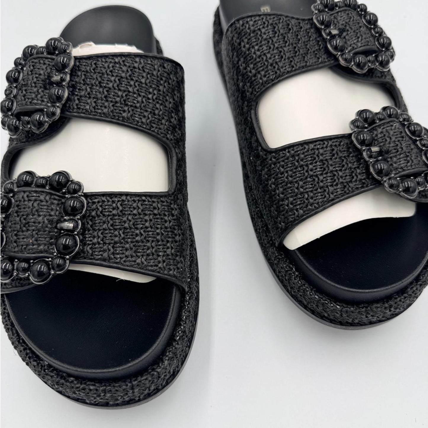 BCBGeneration Black and White Embellished Sandals