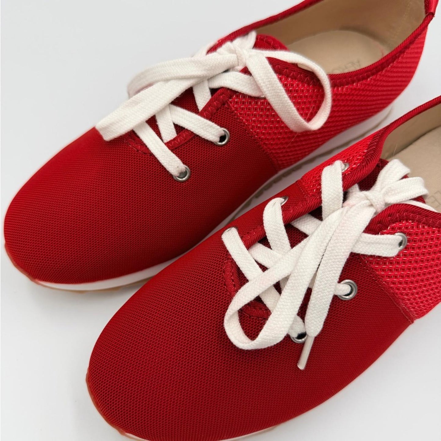 AEROSOLES Red Canvas Sneakers with White Laces