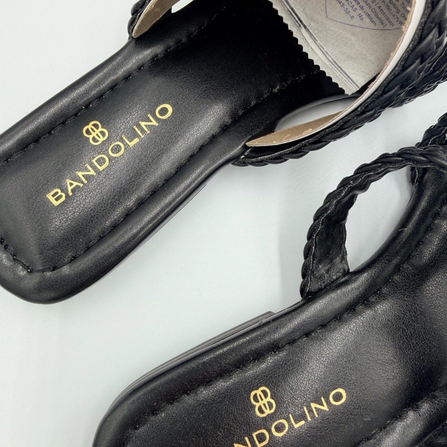 Bandolino Black and Cream Braided Sandals