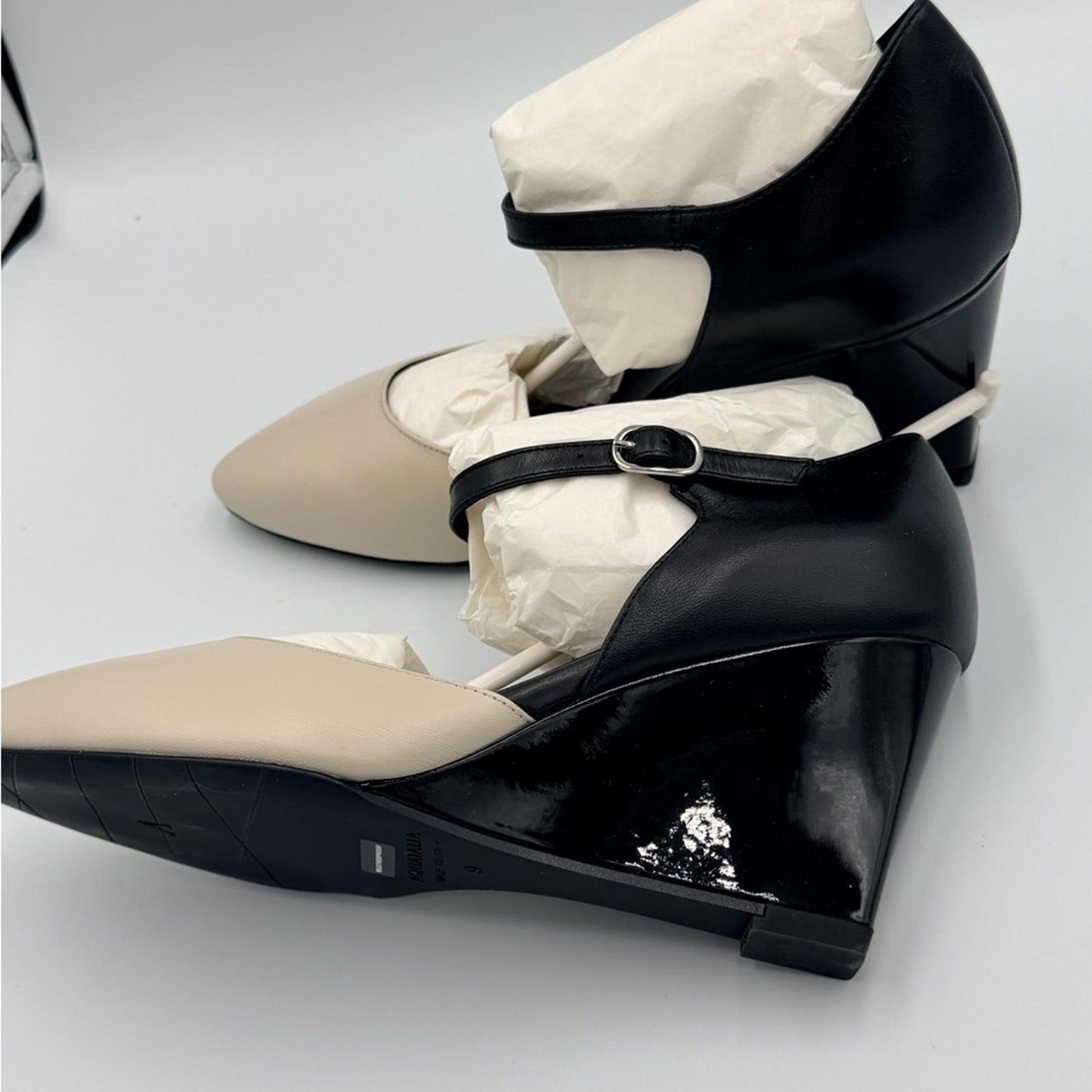 Aquatalia Black and Cream Wedges