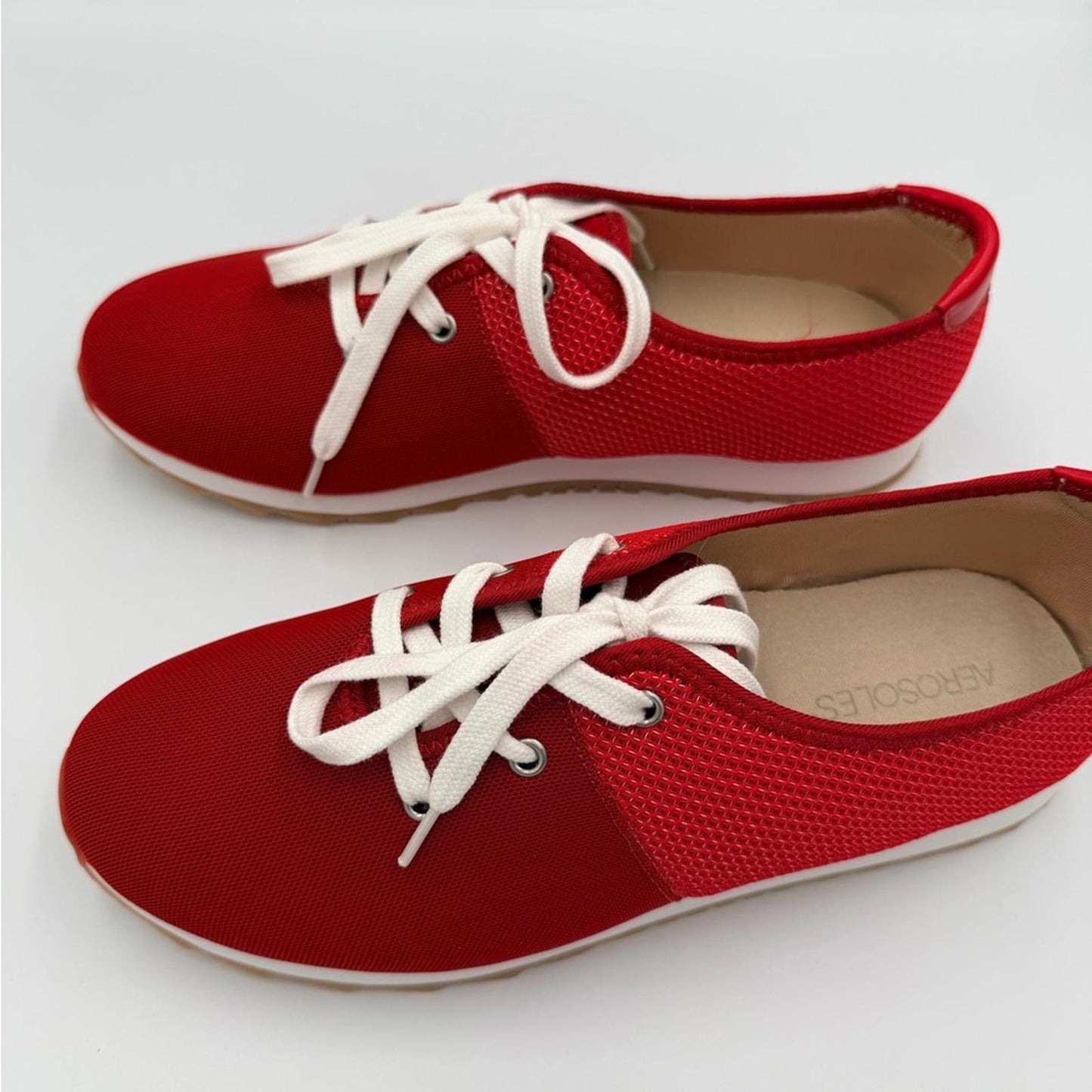 AEROSOLES Red Canvas Sneakers with White Laces