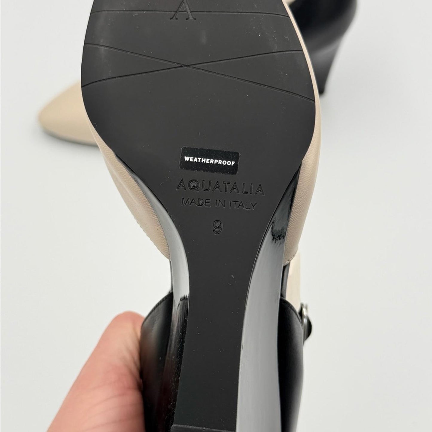 Aquatalia Black and Cream Wedges