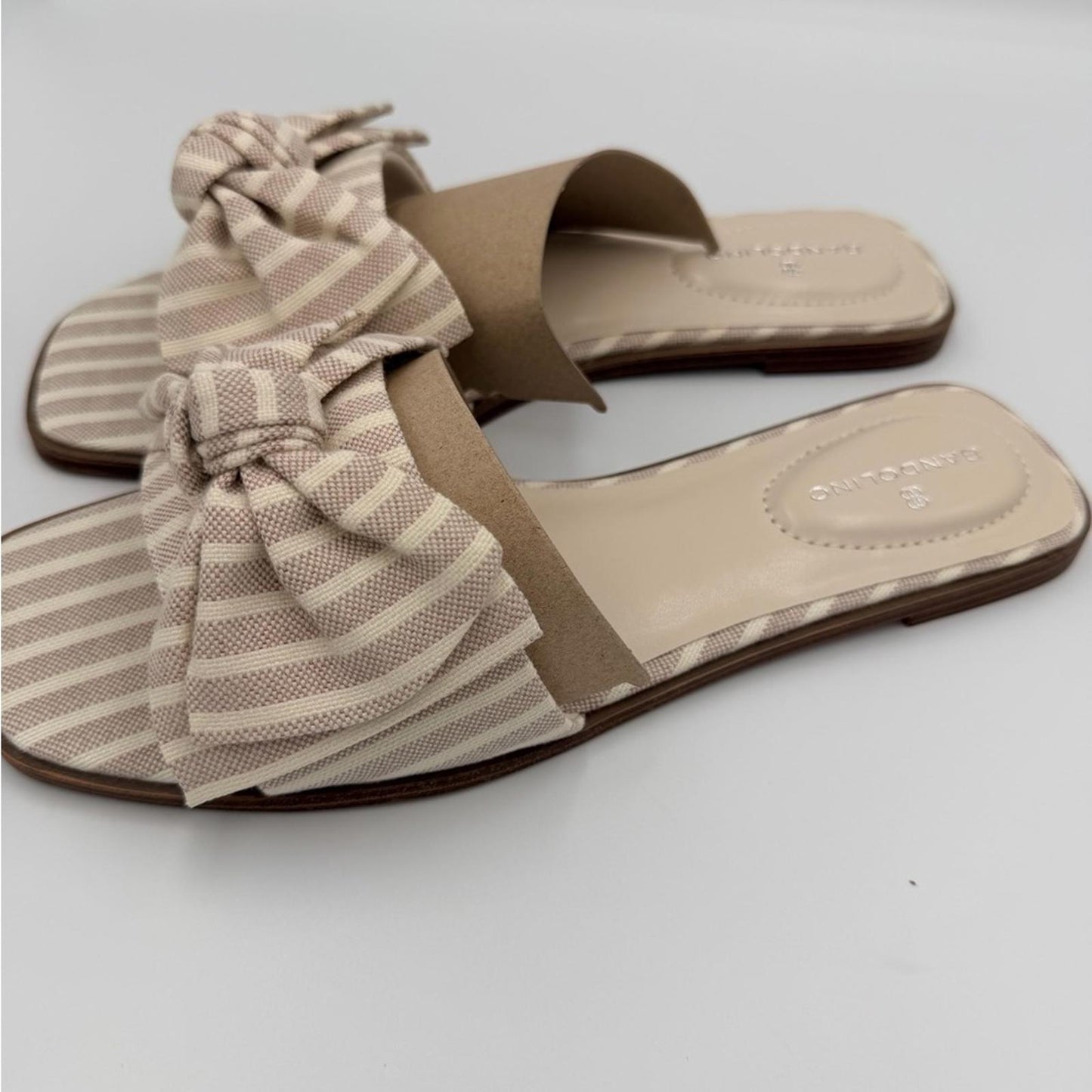 Bandolino Beige Striped Bow Sandals