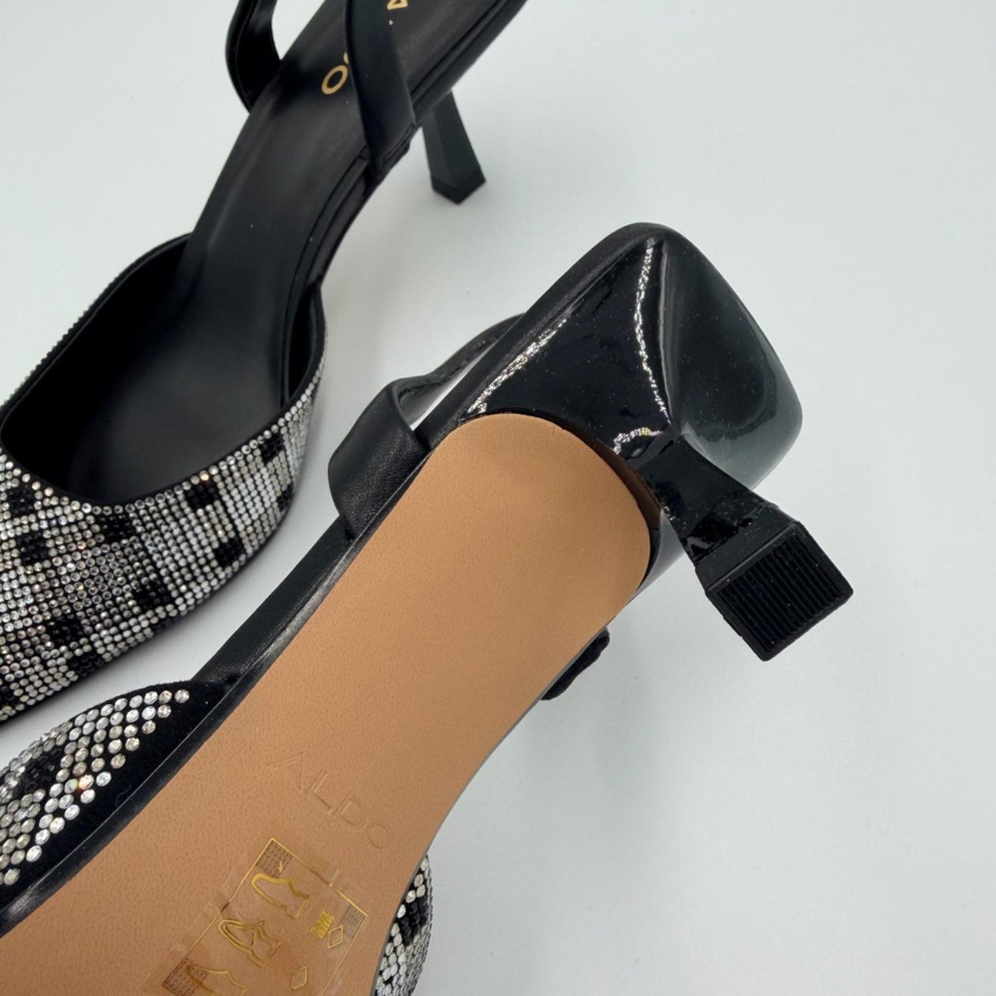 Aldo Black and Silver Checkered Heels