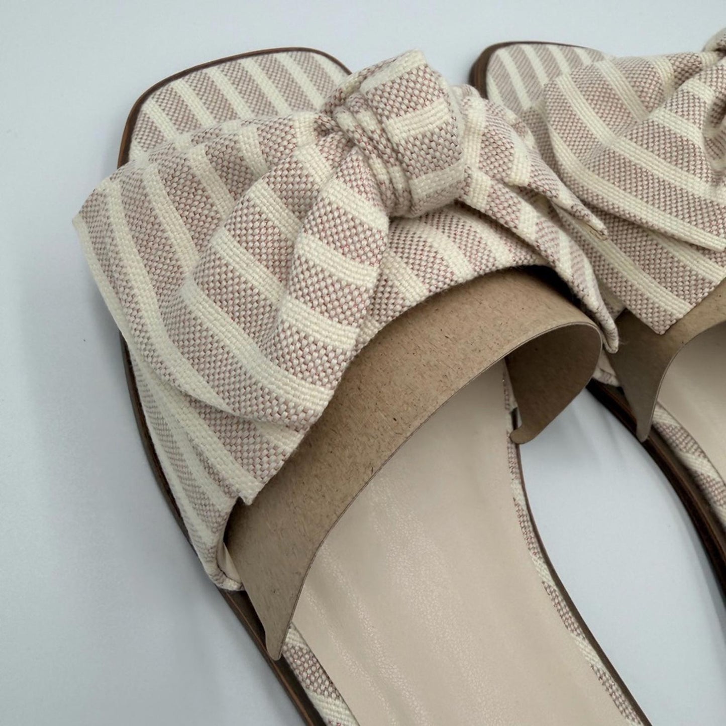 Bandolino Beige Striped Bow Sandals