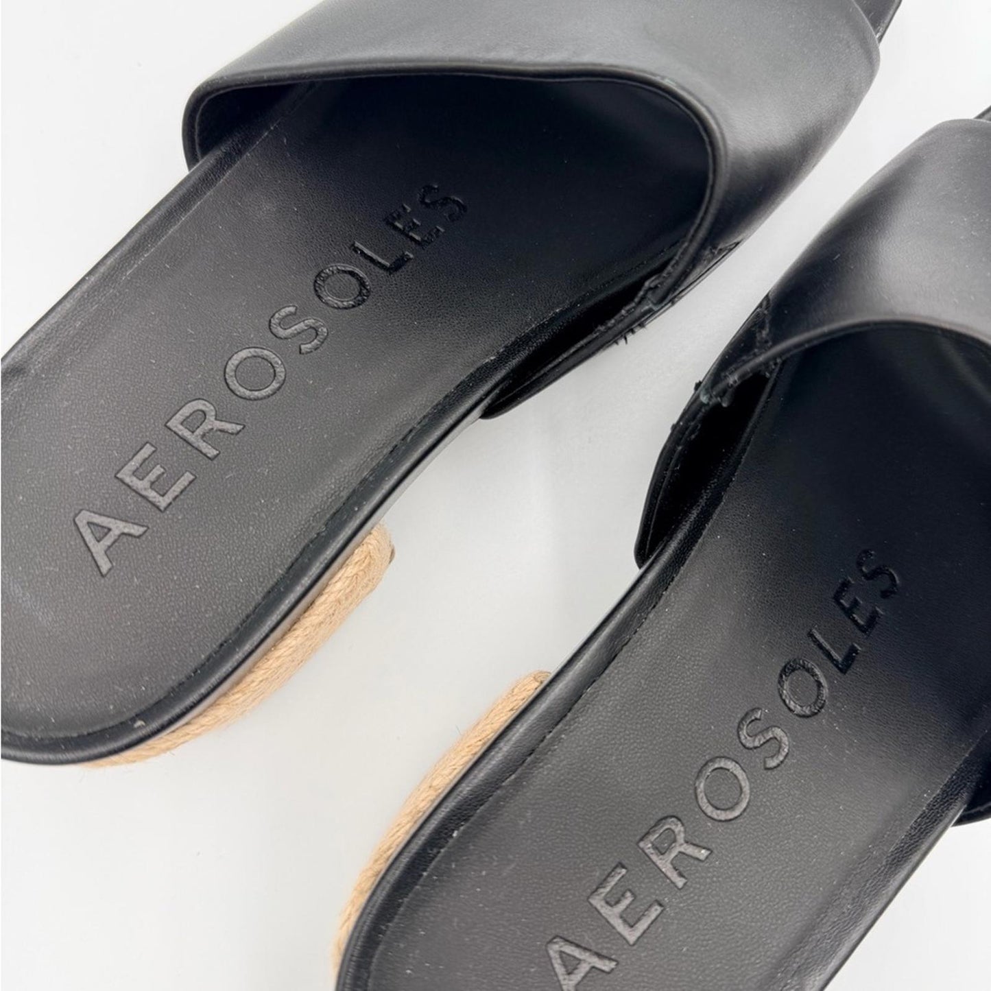 AEROSOLES Black Mules with Woven Heel