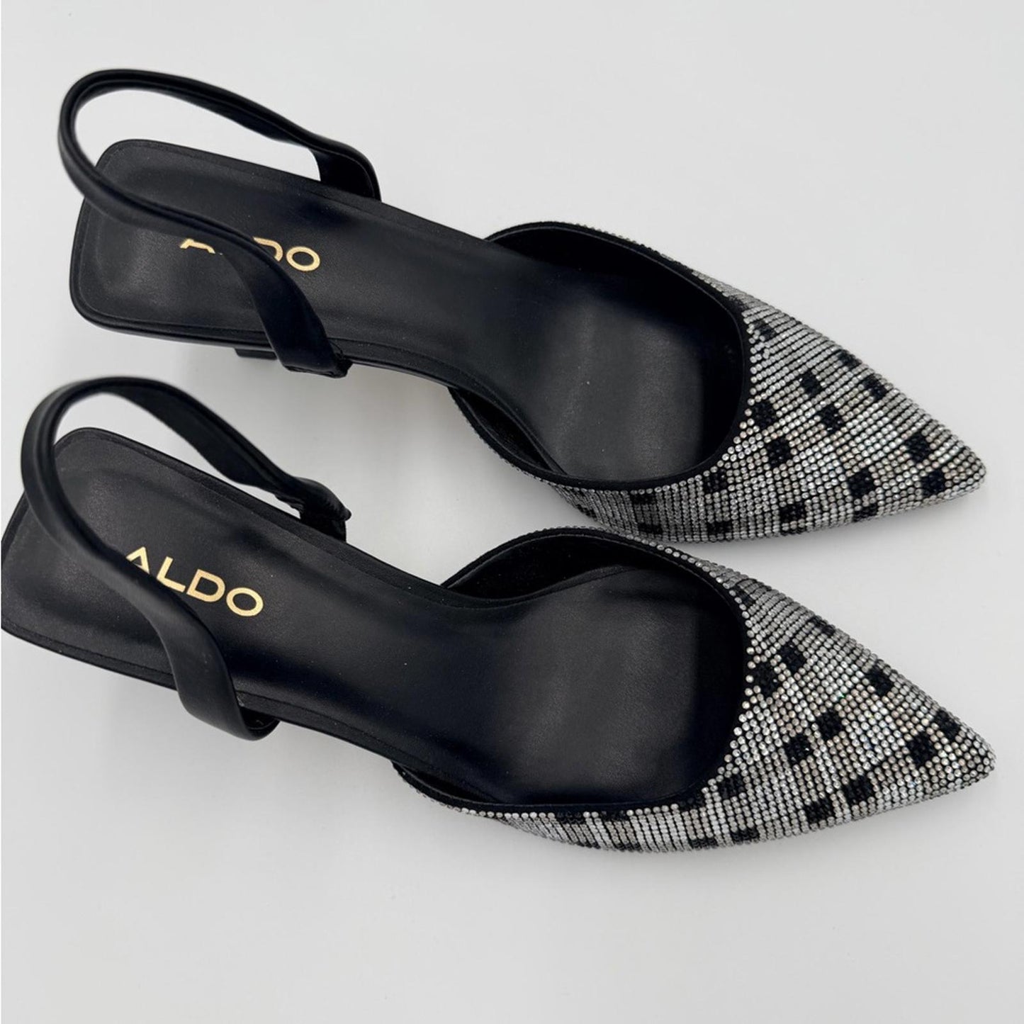Aldo Black and Silver Checkered Heels