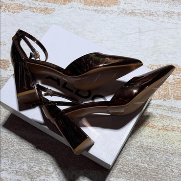 ALDO Women's Shiny Bronze Heels