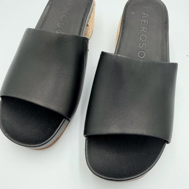 AEROSOLES Black Mules with Woven Heel