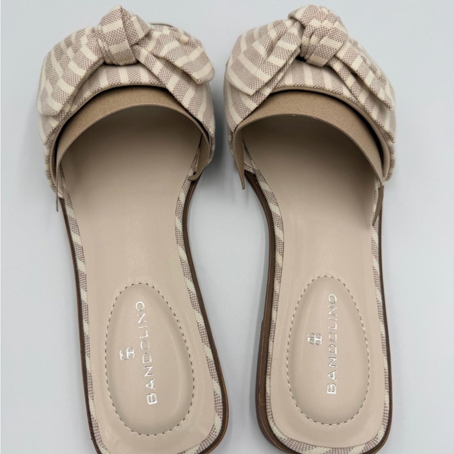 Bandolino Beige Striped Bow Sandals