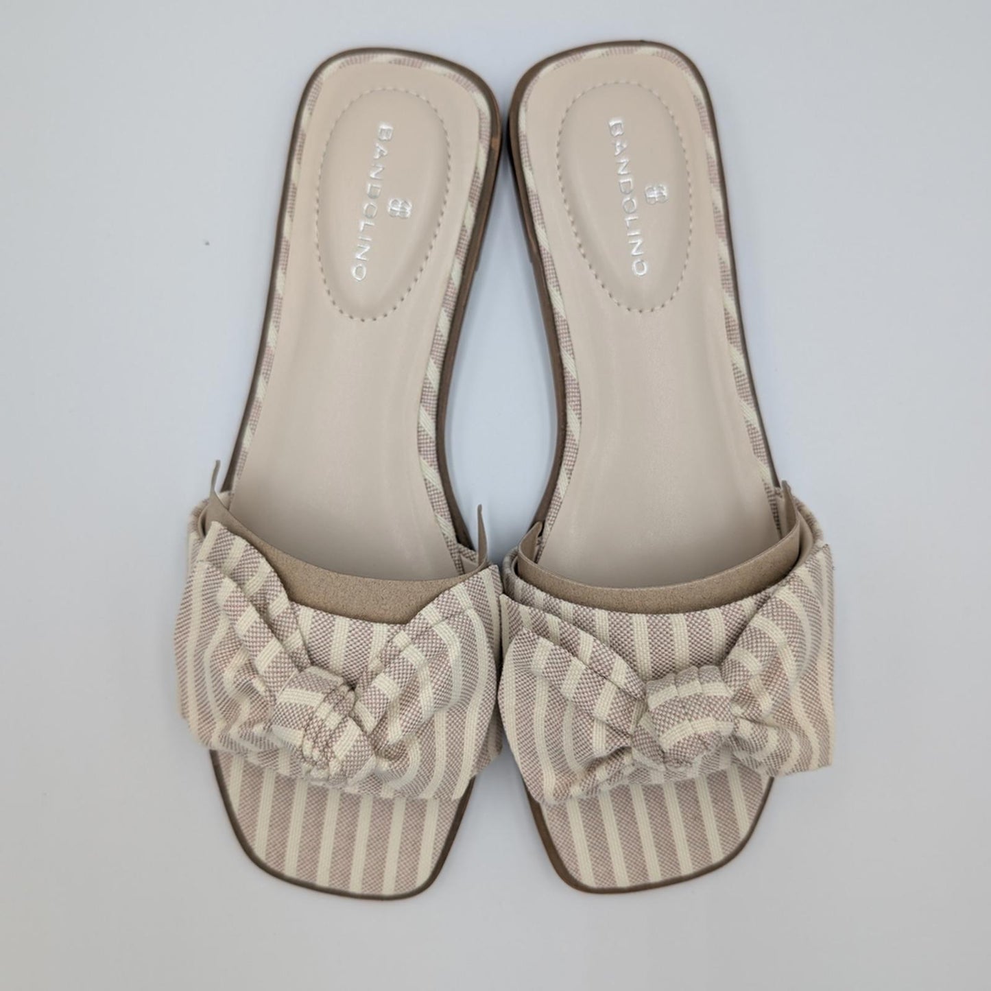 Bandolino Beige Striped Bow Sandals