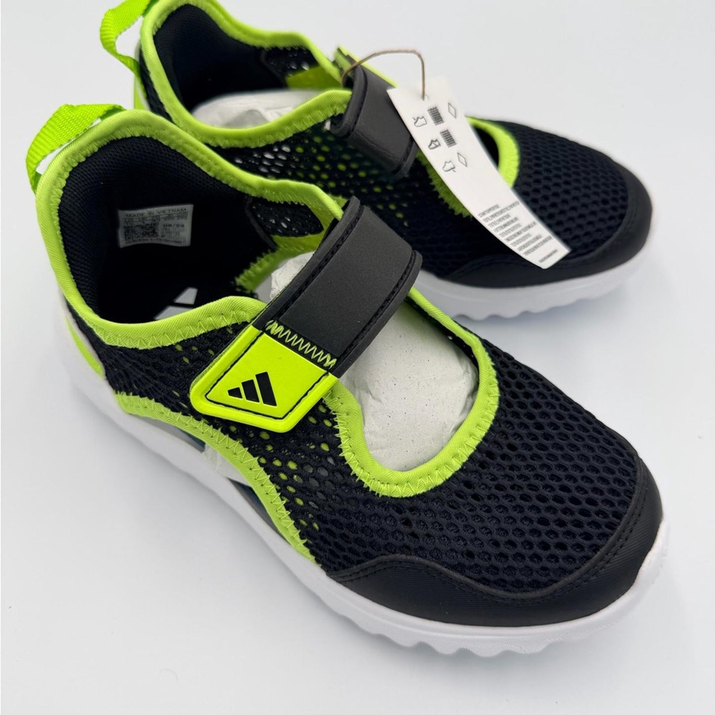 adidas Kids Black and Neon Green Sneakers