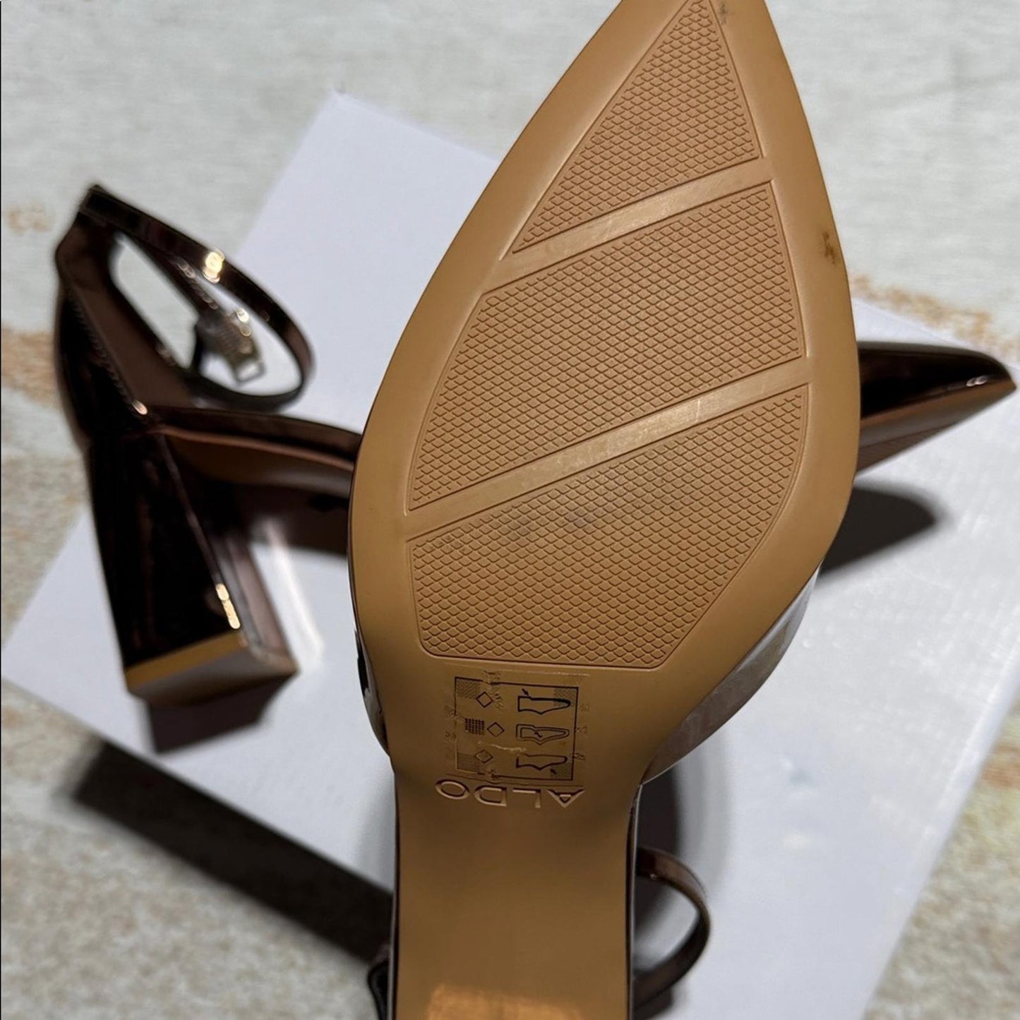 ALDO Women's Shiny Bronze Heels