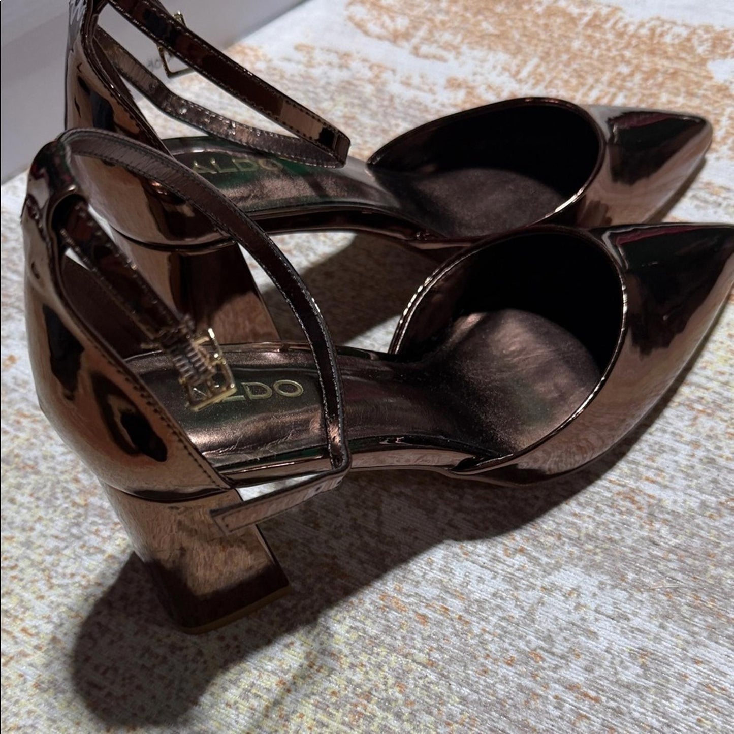 ALDO Women's Shiny Bronze Heels