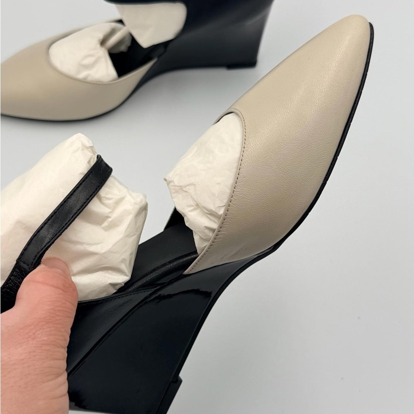 Aquatalia Black and Cream Wedges