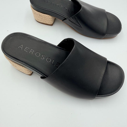AEROSOLES Black Mules with Woven Heel