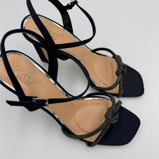 Badgley Mischka Black and Tan Strappy Heels