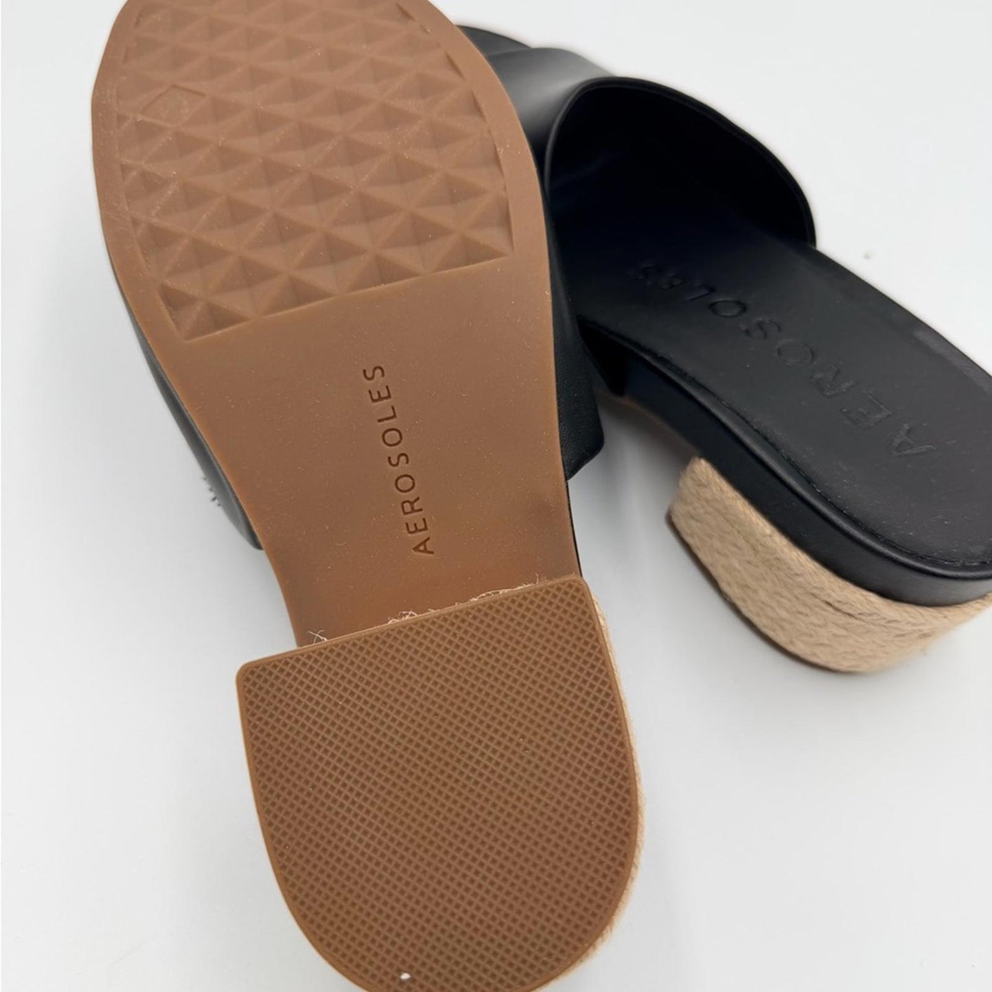 AEROSOLES Black Mules with Woven Heel