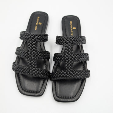 Bandolino Women's Elegant Black Woven Sandals
