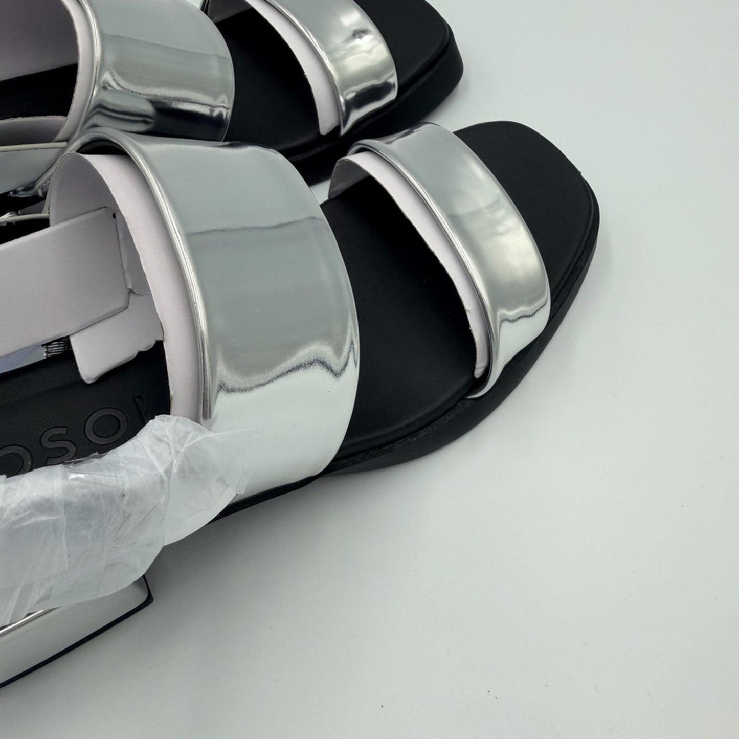 AEROSOLES Metallic Silver and Black Sandals