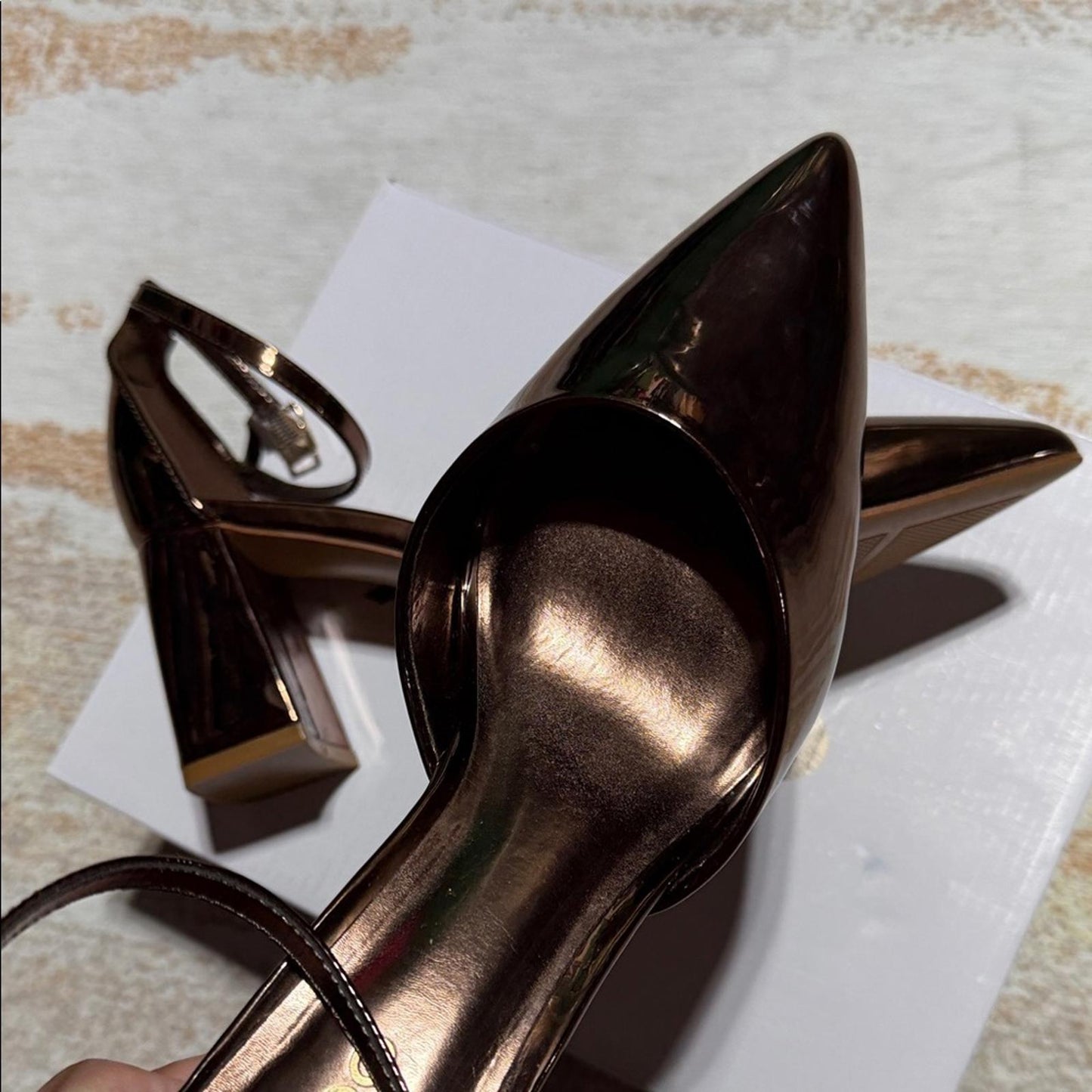 ALDO Women's Shiny Bronze Heels