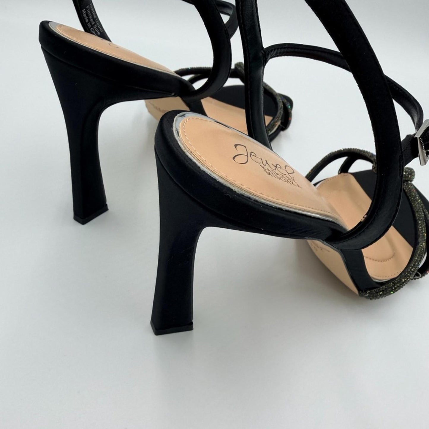 Badgley Mischka Black and Tan Strappy Heels