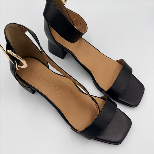 AEROSOLES Black Block Heel Sandals