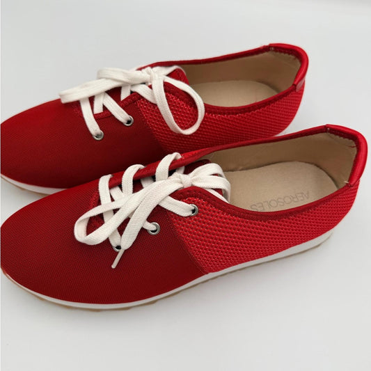 AEROSOLES Red Canvas Sneakers with White Laces