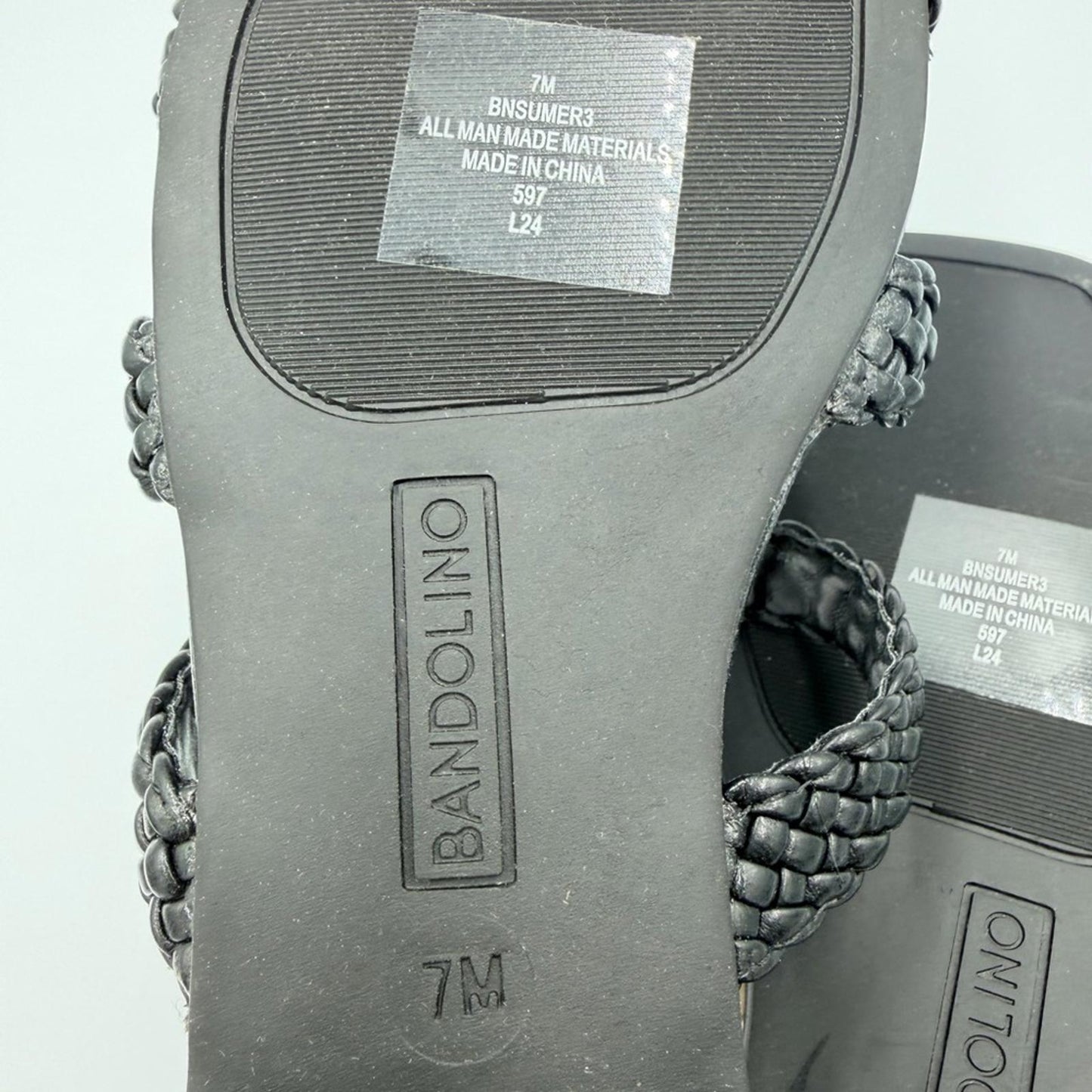 Bandolino Black and Cream Braided Sandals