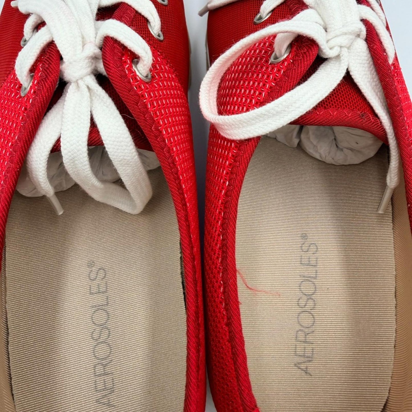AEROSOLES Red Canvas Sneakers with White Laces