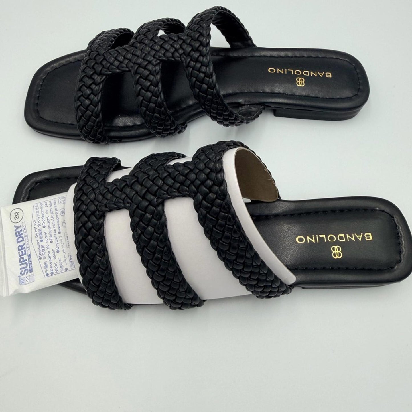 Bandolino Black and Cream Braided Sandals
