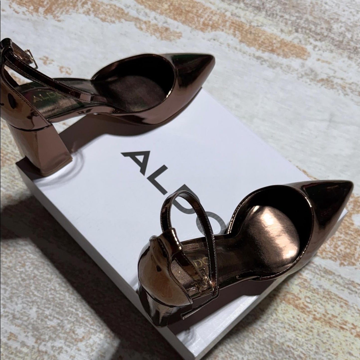 ALDO Women's Shiny Bronze Heels