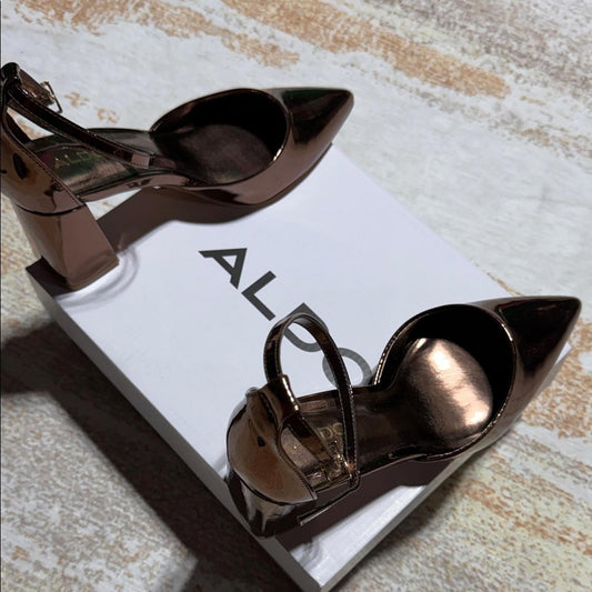 ALDO Women's Shiny Bronze Heels
